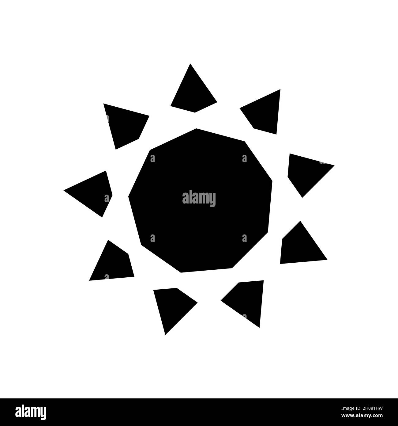 Icono de Sol. Icono de sol negro en diseño plano. Símbolo del sol