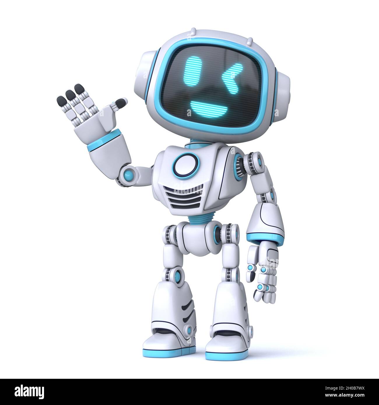 Lindo robot azul mano ondulante 3D representación de ilustración aislada  sobre fondo blanco Fotografía de stock - Alamy