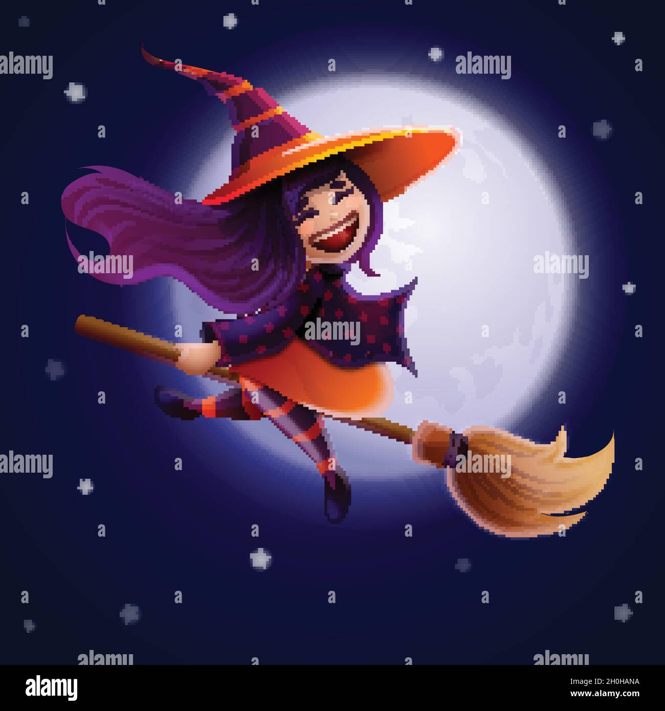 dibujo animado realista halloween bruja vector ilustración de diseño Imagen  Vector de stock - Alamy
