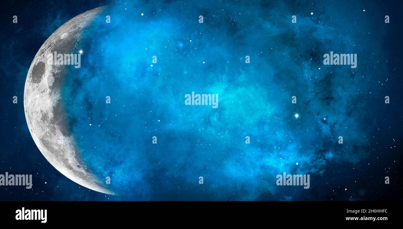 Ilustración de Halfmoon y nebulosa Foto de stock