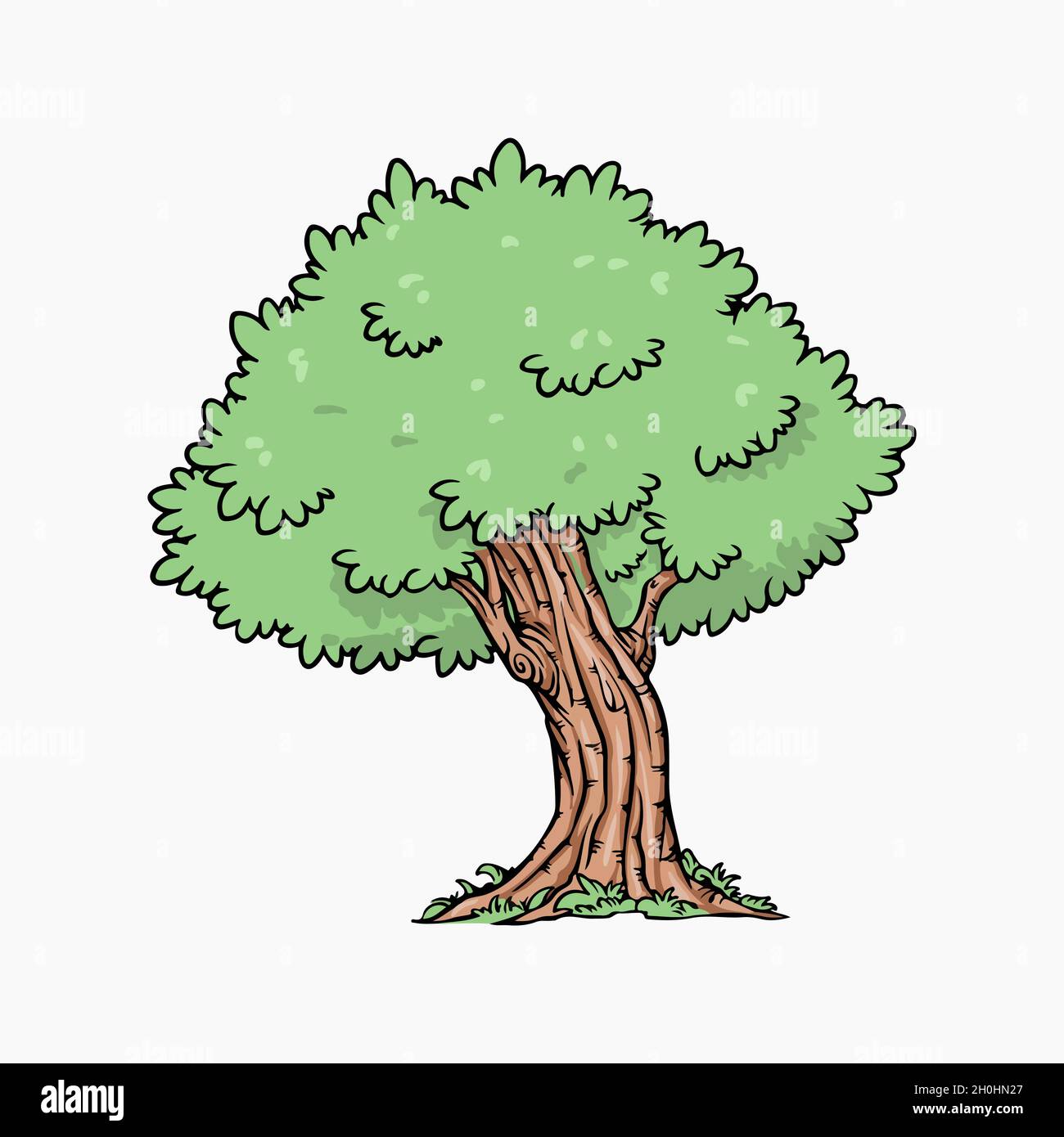 Roble Árbol Vector Ilustración Cartoon Clipart Ilustración del Vector