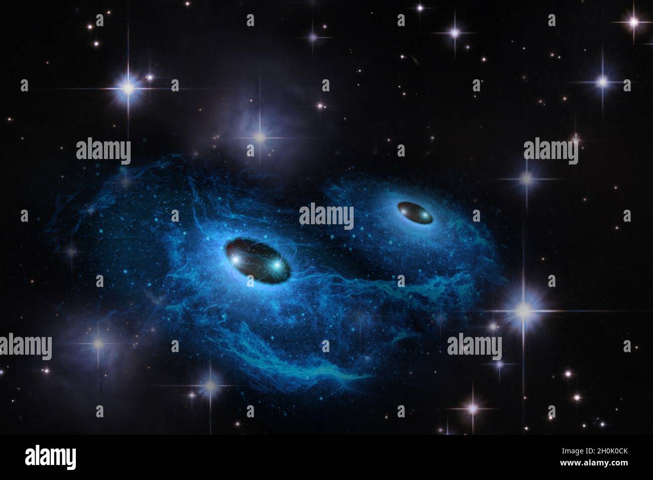 Fondo de pantalla de espacio abstracto. Par de dos agujeros negros con nebulosa sobre estrellas y campos de nubes en el espacio exterior. Elementos de esta imagen proporcionados por la NASA Fotografía Fondo de pantalla de espacio abstracto. Par de dos agujeros negros con nebulosa sobre estrellas y campos de nubes en el espacio exterior. Elementos de esta imagen proporcionados por la NASA Fotografía