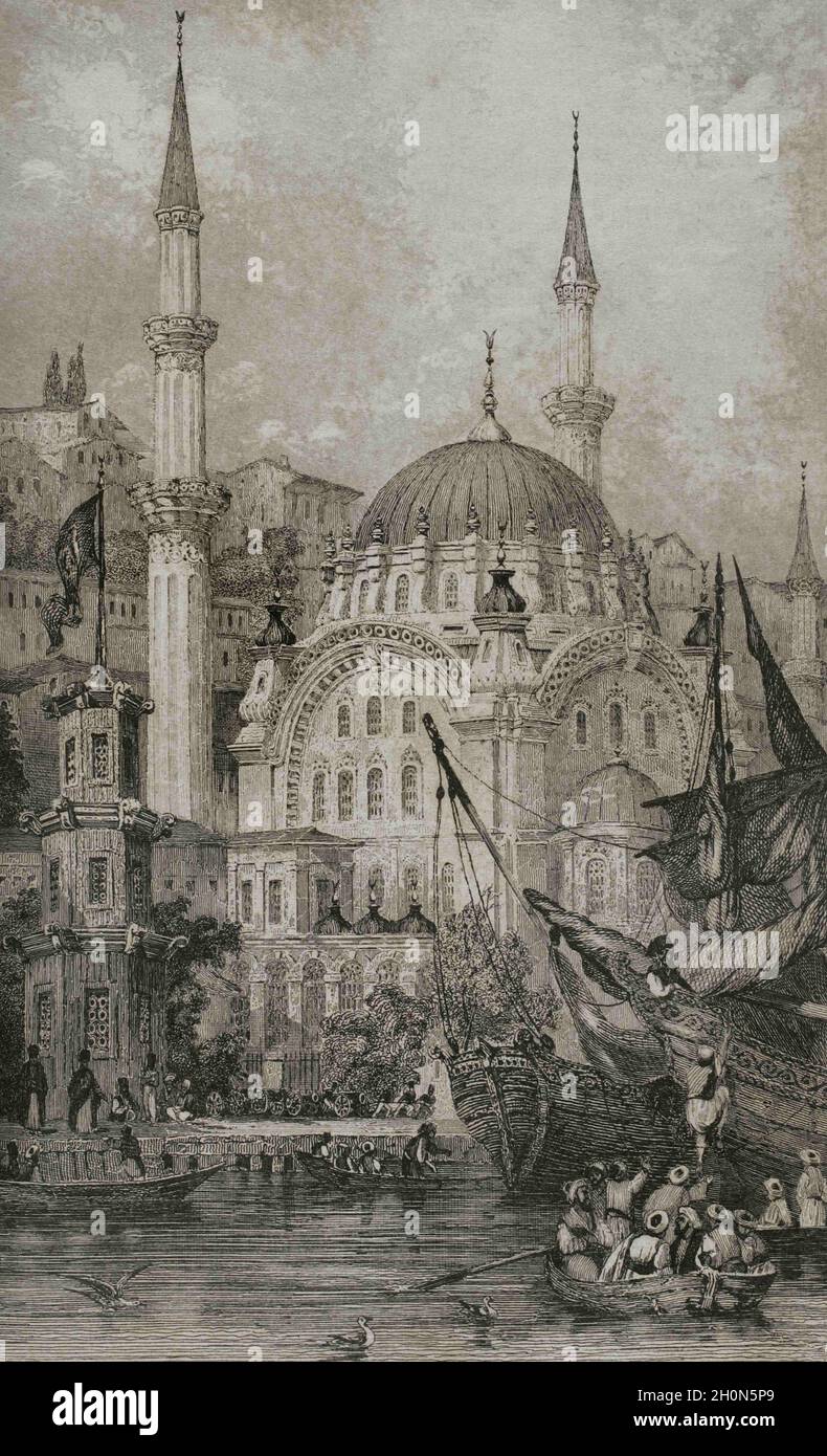 Imperio Otomano. Turquía. Constantinopla (hoy Estambul). Mezquita del Sultán Mahmud II (la mezquita de Tophane o Nusretiye). Fue construido entre 1823 y 1 Foto de stock