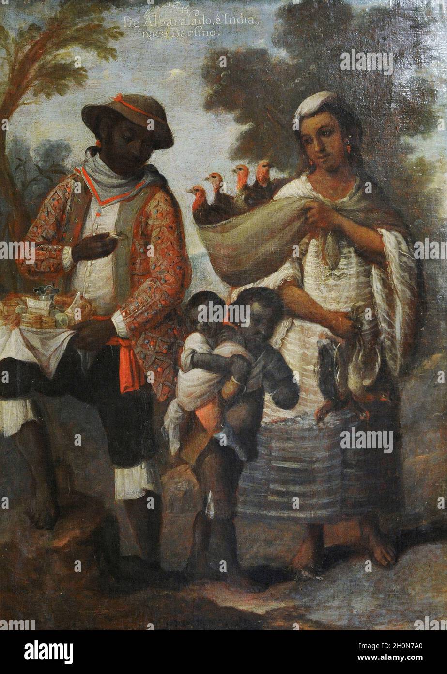 Andrés de Islas (pintor activo durante la segunda mitad del siglo 18th). Castas, Nº 14. De albarazado e india, nace barcino (de albarazado y. Foto de stock