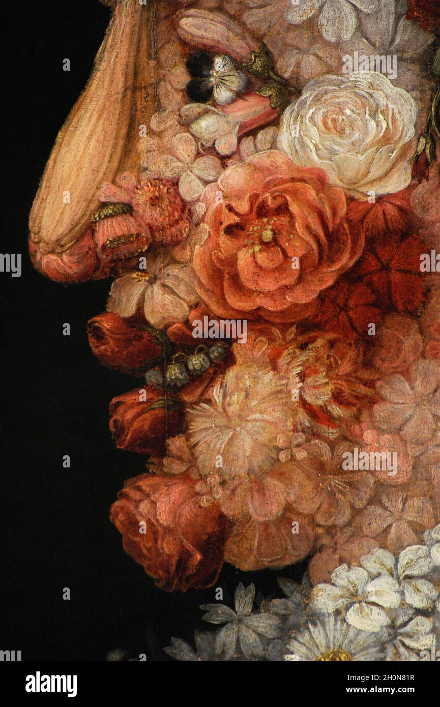 Giuseppe Arcimboldo (1527-1593). Pintor italiano. Alegoría de Primavera, ca.1563. Detalle. San Fernando, Real Academia de Bellas Artes de Madrid. España. Foto de stock