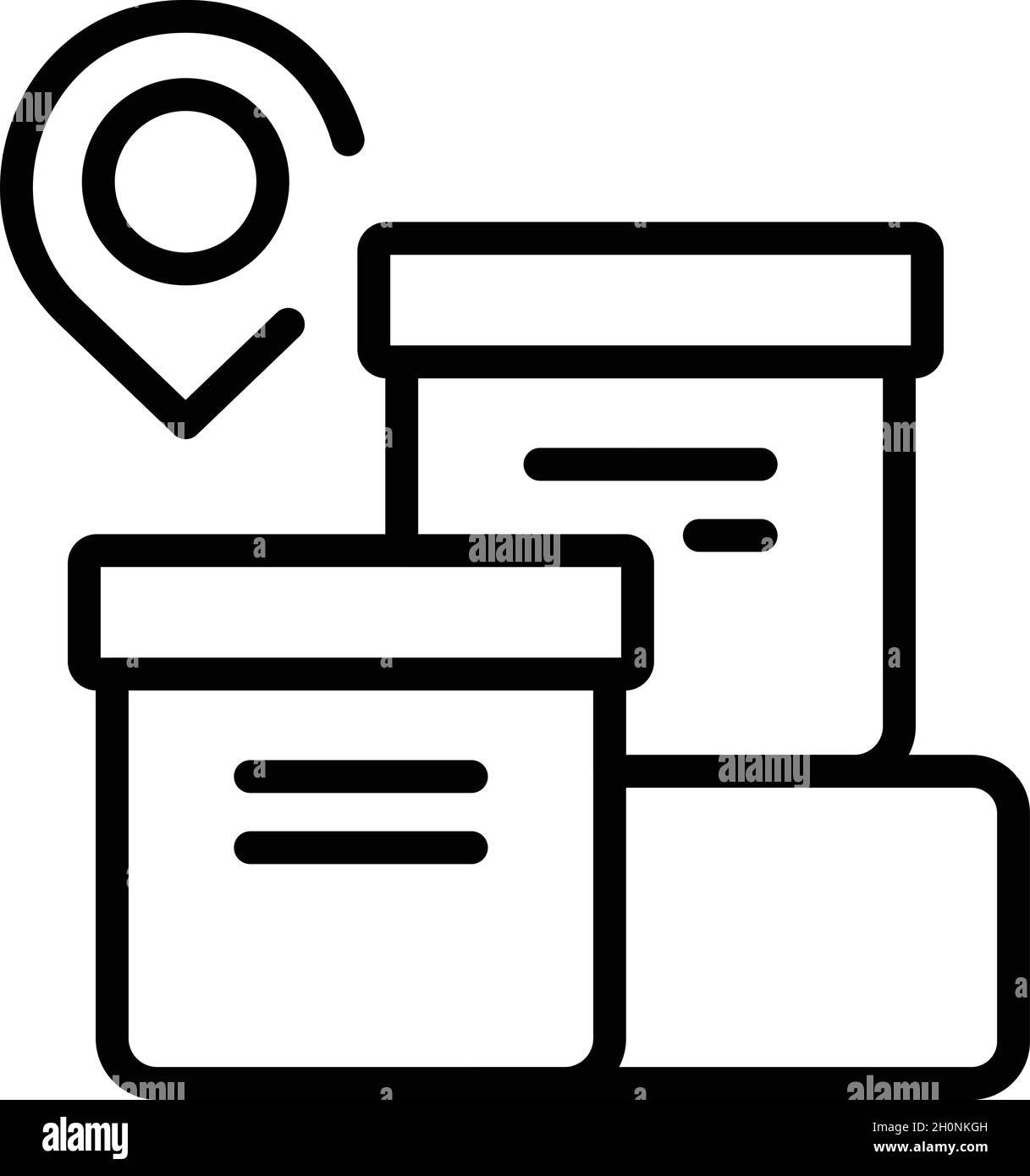 Vector de contorno del icono de ubicación de entrega de paquetes