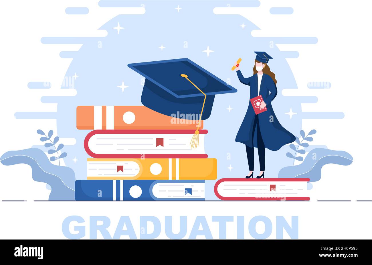 Feliz Día de Graduación de los Estudiantes Celebrando el Fondo Ilustración  Vector Votando Vestimenta Académica, Gorra Graduada y Licenciatura en  Estilo Plano Imagen Vector de stock - Alamy