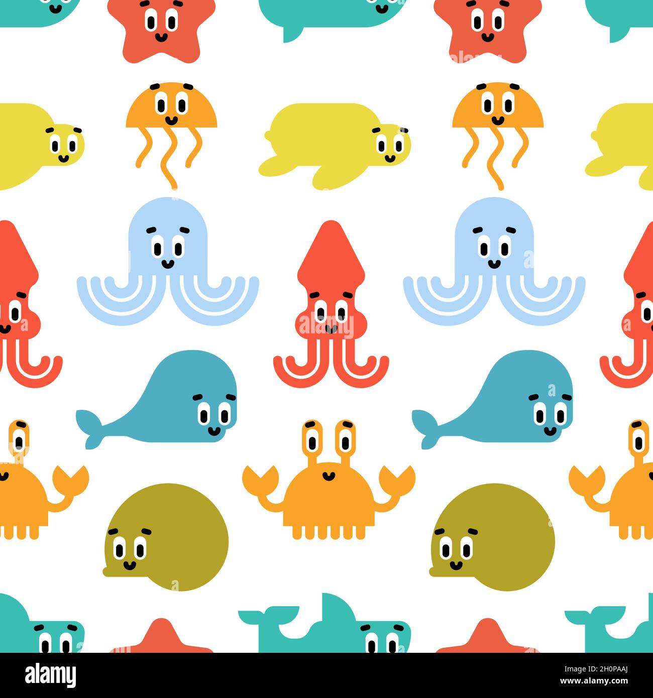 Bonito diseño de animales marinos sin costuras. Dibujos animados mundo del  mar de fondo animal. Textura de tela para bebés Imagen Vector de stock -  Alamy
