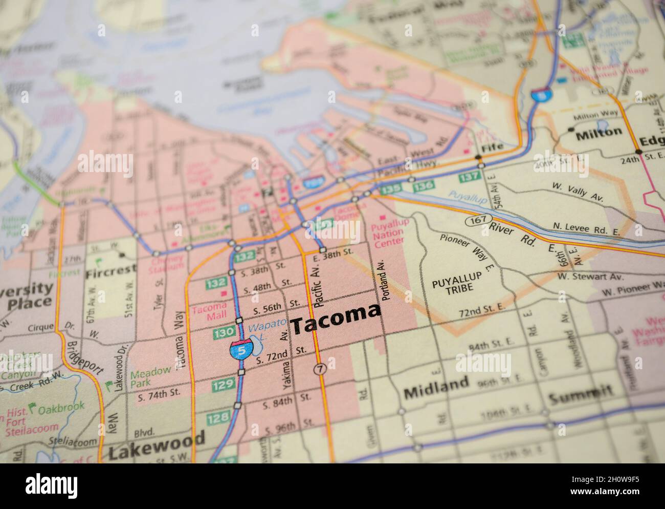 Mapa de la ciudad de Tacoma, WA Fotografía de stock - Alamy