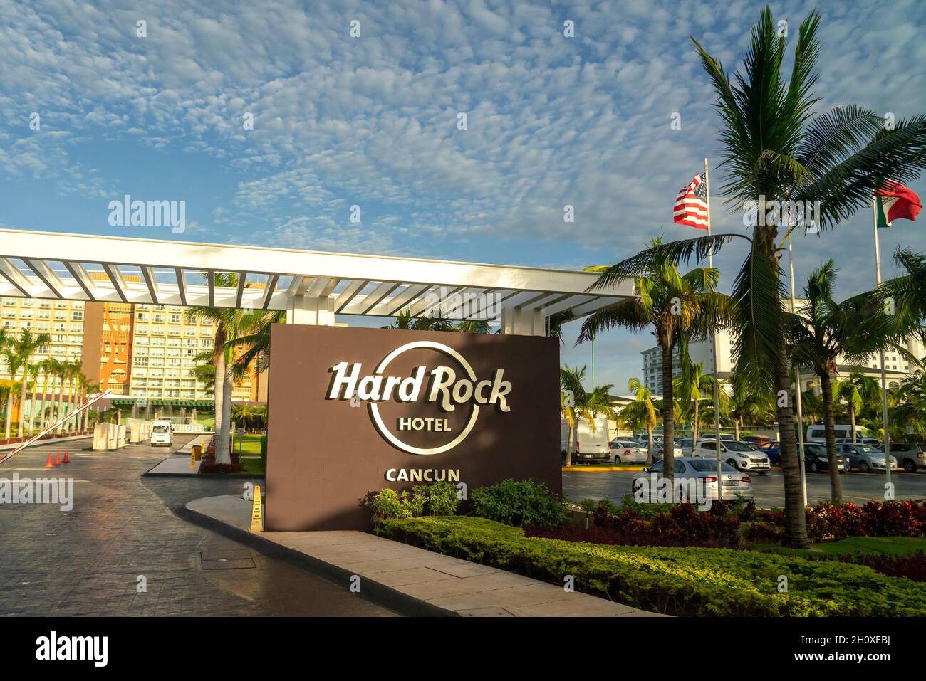 Cancún, México 16 de septiembre de 2021 Cartel del hotel Hard Rock