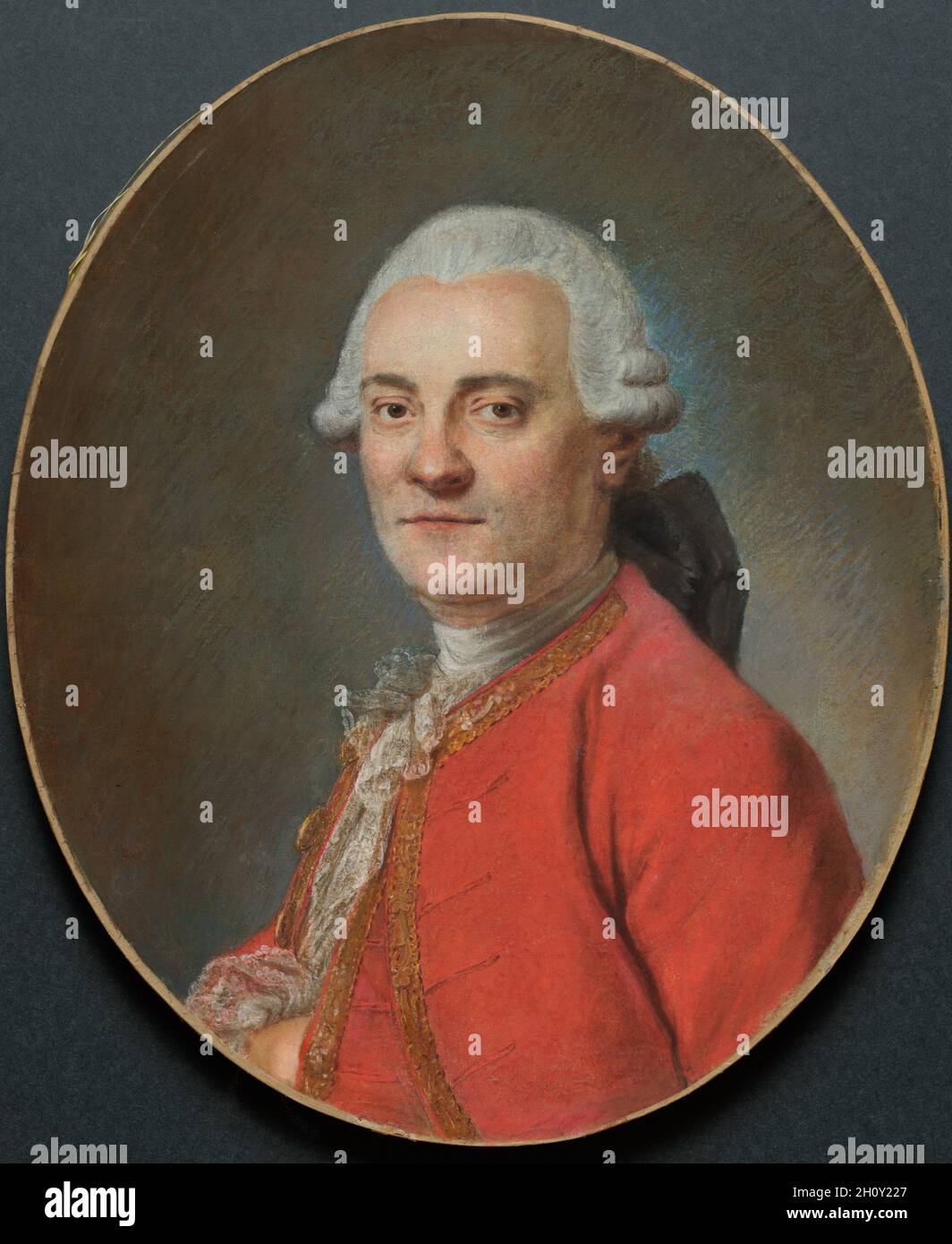 Retrato de un hombre. Maurice Quentin de La Tour (francés, 1704-1788). Pastel sobre papel gris; hoja: 57 x 46 cm (22 7/16 x 18 1/8 pulg.). Foto de stock