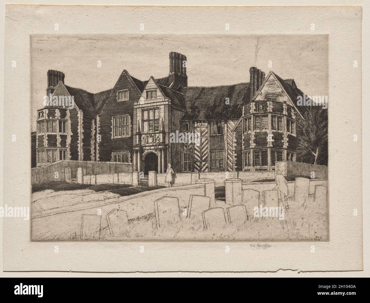 Ragdale Hall, 1937. Frederick Landseer Maur Griggs (británico, 1876-1938). Grabado; hoja: 22,5 x 30,3 cm (8 7/8 x 11 15/16 pulg.); plato: 17,5 x 25,3 cm (6 7/8 x 9 15/16 pulg.). Foto de stock