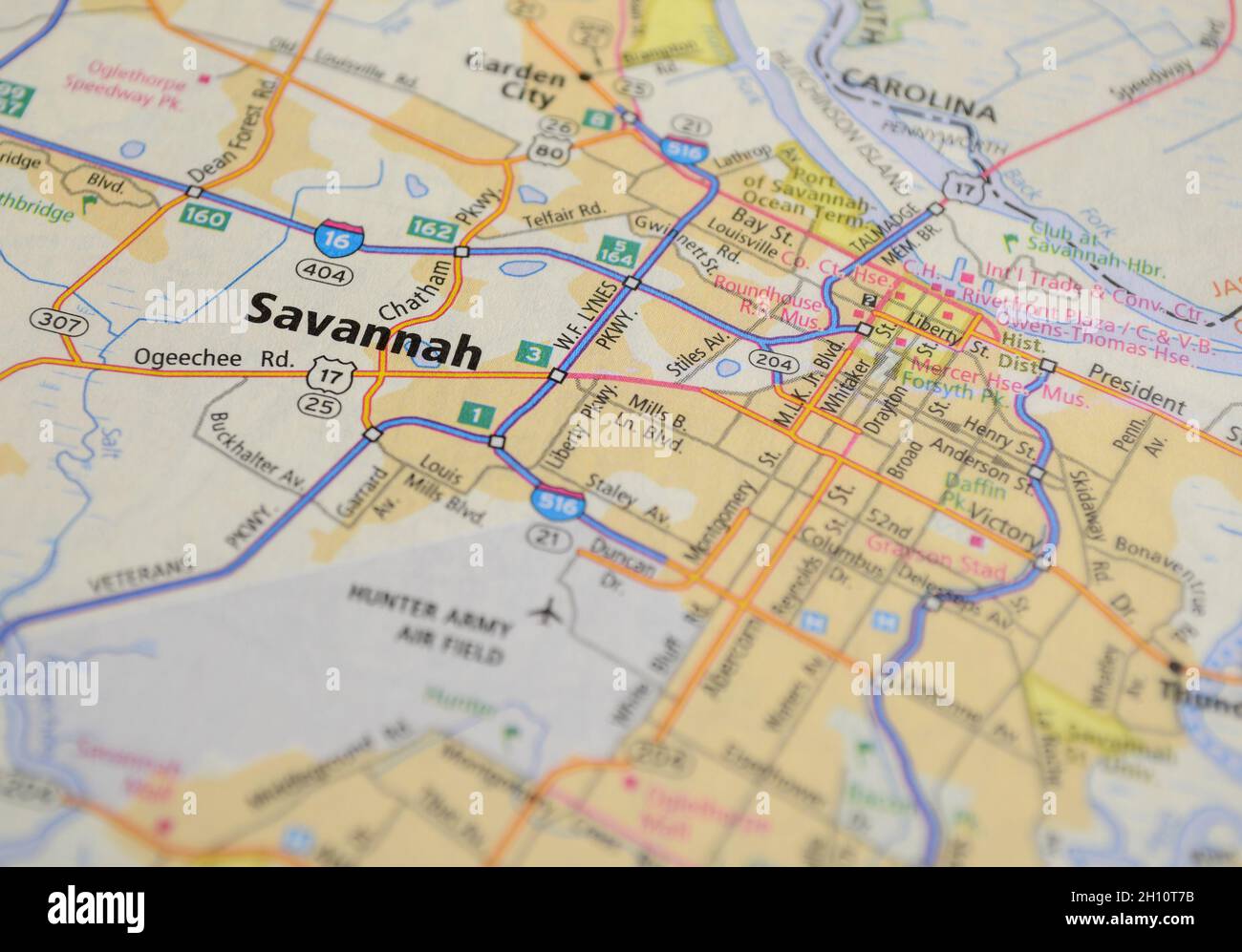 Mapa De Savannah Georgia Mapa De La Ciudad De Savannah, Ga Fotografía De Stock - Alamy