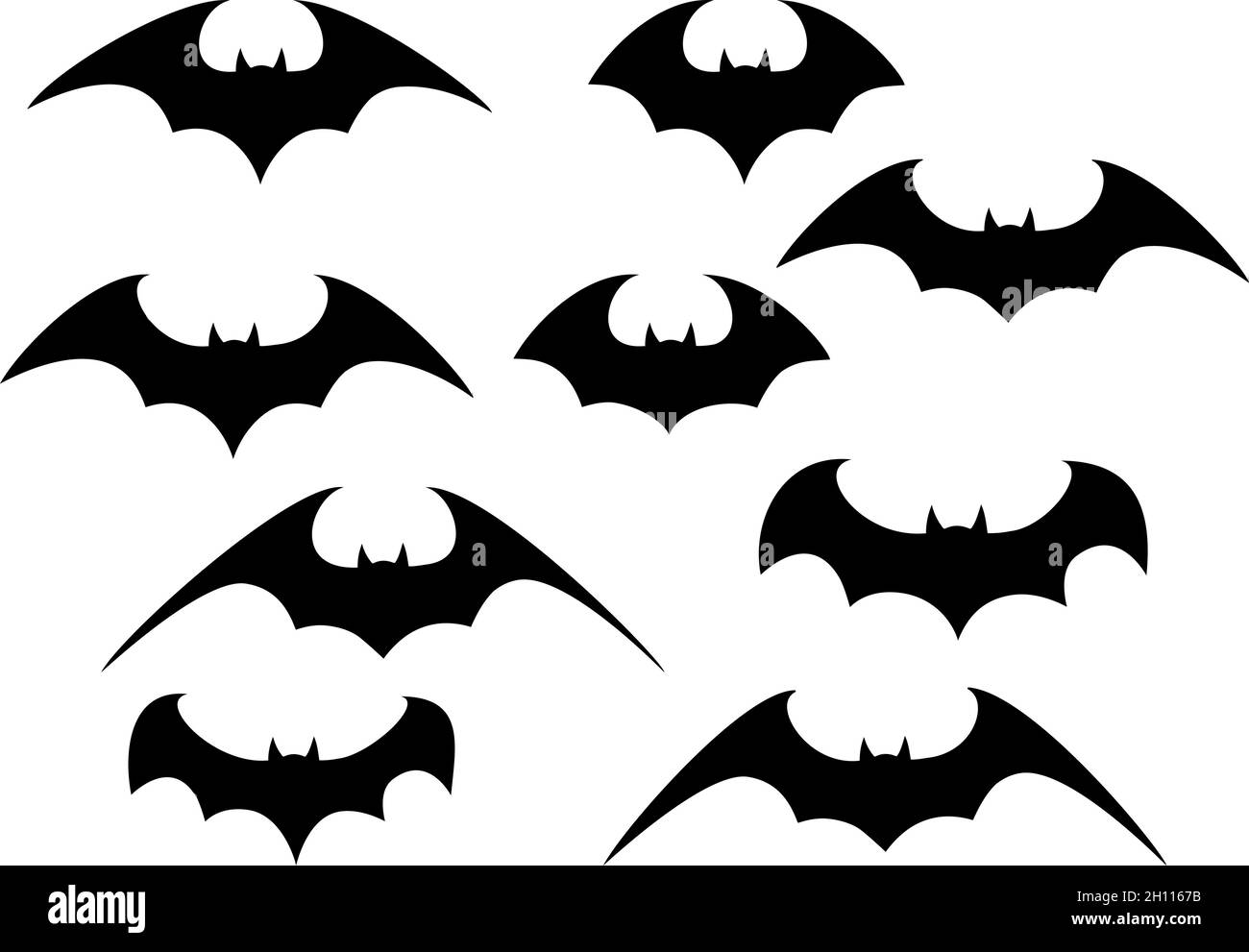 Vector conjunto de diferentes murciélagos de Halloween. Murciélagos voladores de Halloween. Vampiro vector bat. Silueta oscura de murciélago volando en un estilo plano Imagen Vector de stock - Alamy Vector conjunto de diferentes murciélagos de Halloween. Murciélagos voladores de Halloween. Vampiro vector bat. Silueta oscura de murciélago volando en un estilo plano Imagen Vector de stock - Alamy