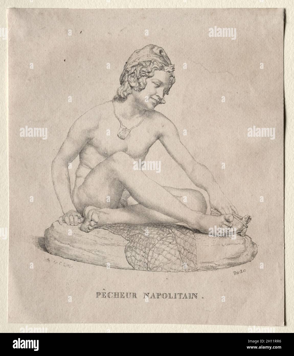 Pescador Neopolitano, 1835. François Rude (francés, 1784-1855). Litografía; Foto de stock