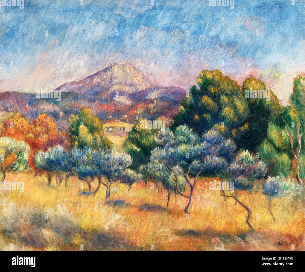 Montagne Sainte-Victoire (1889) de Pierre-Auguste Renoir. Foto de stock