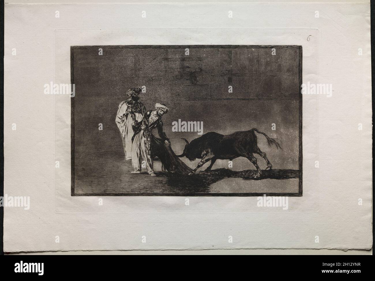 Corridas de toros: Los moros hacen un juego diferente en el ring llamando a la buñosa, 1816, impreso 1876. Francisco de Goya (español, 1746-1828). Grabado; Foto de stock