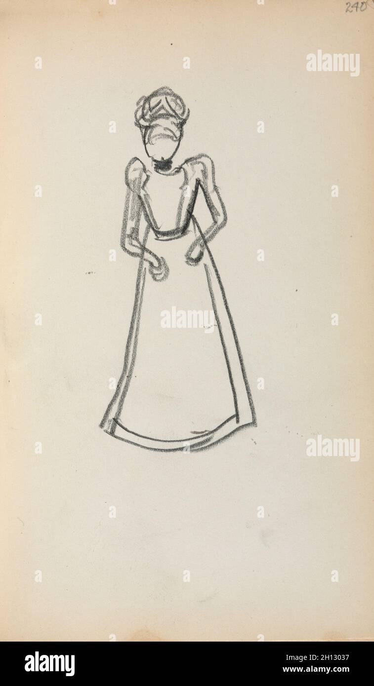 Sketchbook italiano: Mujer permanente (página 240), 1898-1899. Maurice Prendergast (Americano, 1858-1924). Lápiz; hoja: 16,7 x 10,8 cm (6 9/16 x 4 1/4 pulg.). Foto de stock