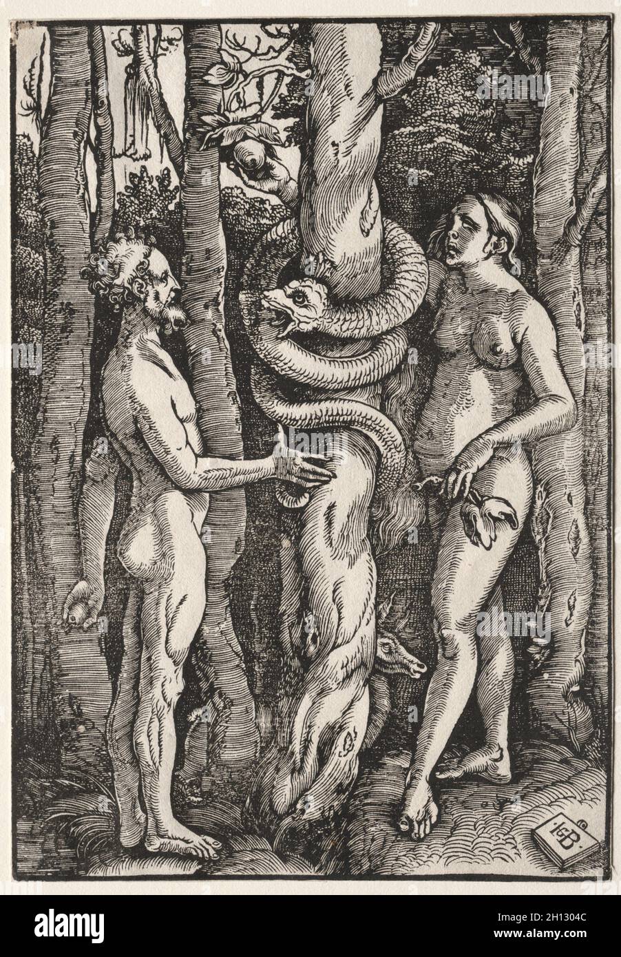 Adán y Eva, c. 1514. Hans Baldung (alemán, 1484/85-1545). Corte en madera; imagen: 22,2 x 15,3 cm (8 3/4 x 6 pulg.); hoja: 22,2 x 15,3 cm (8 3/4 x 6 pulg.). Foto de stock