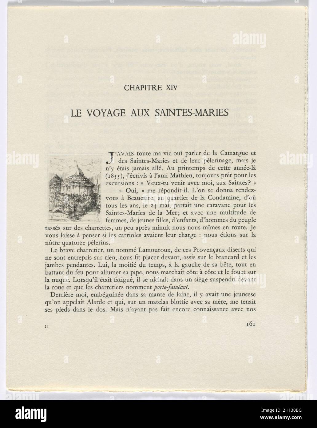 Frédéric Mistral: Mémoires et recites de Frédéric Mistral: Edificio redondo (página 161), 1937. Auguste Brouet (francés, 1872-1941). Grabados; total: 28,5 x 22,2 x 4,4 cm (11 1/4 x 8 3/4 x 1 3/4 pulg.). Foto de stock