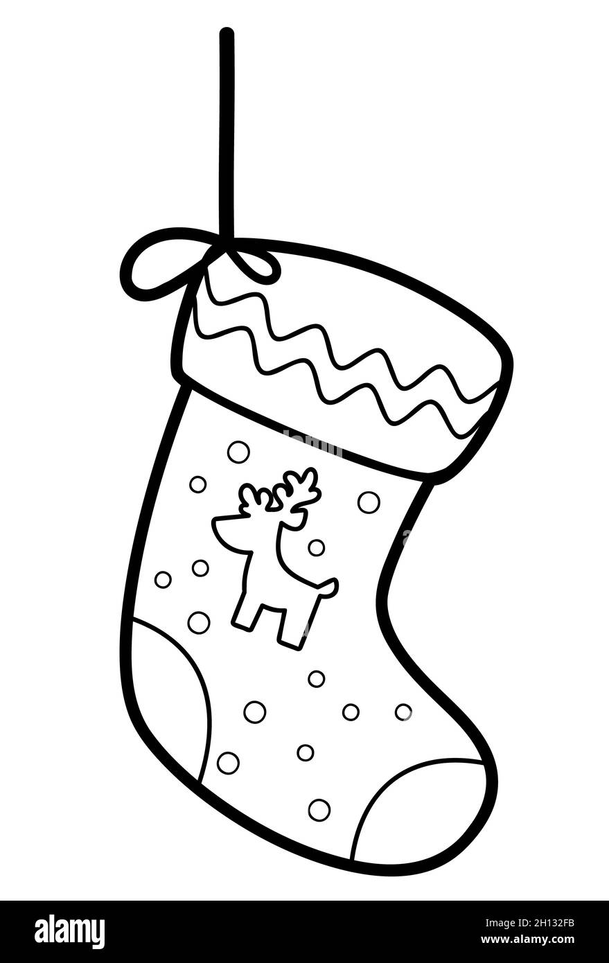 Libro de Navidad para colorear o página para niños. Ilustración en y negro de los calcetines Fotografía de stock - Alamy