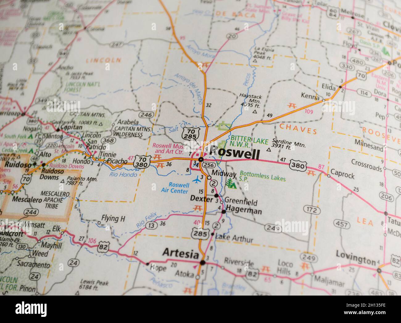 Mapa de la ciudad de Roswell, NM Fotografía de stock Alamy