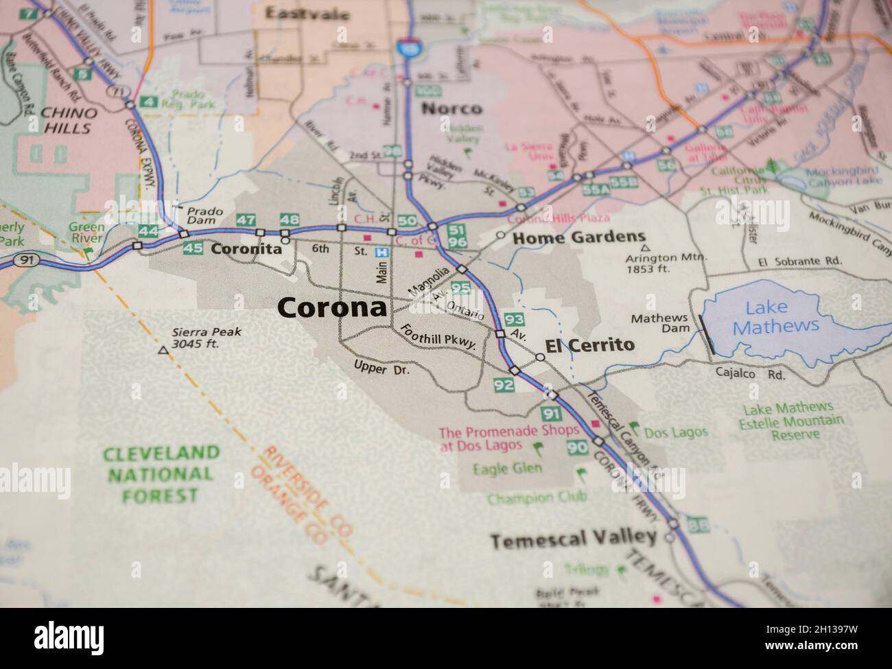 Mapa de corona california fotografías e imágenes de alta resolución Alamy