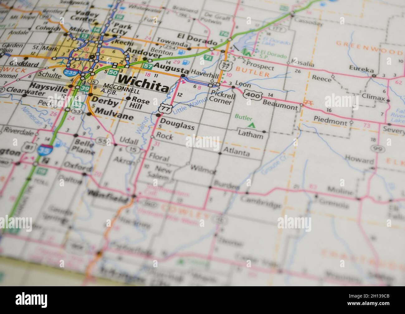Mapa De Wichita Kansas Mapa De La Ciudad De Wichita, Ks Fotografía De Stock - Alamy