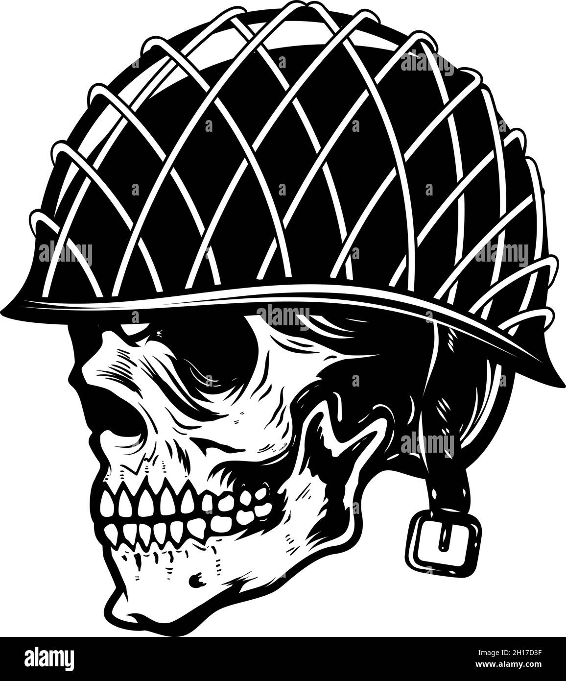 Ilustración del cráneo del soldado en el casco militar. Elemento de diseño  para logotipo, etiqueta, signo, emblema. Ilustración vectorial Imagen Vector  de stock - Alamy