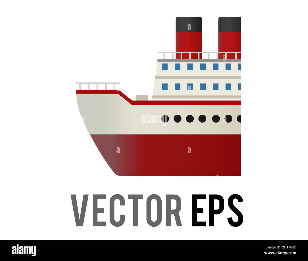 El icono de gran buque rojo vector aislado, utilizado para el transporte de personas o carga a través del océano Ilustración del Vector