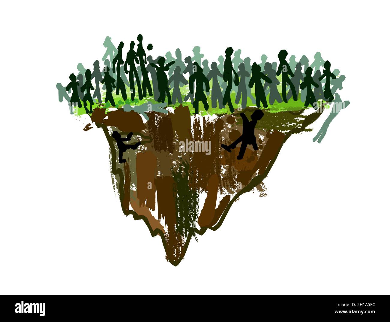 Abstracción. El problema de la sobrepoblación de la tierra. Hay mucha gente en un pedazo de Abstracción. El problema de la sobrepoblación de la tierra. Hay mucha gente en un pedazo de