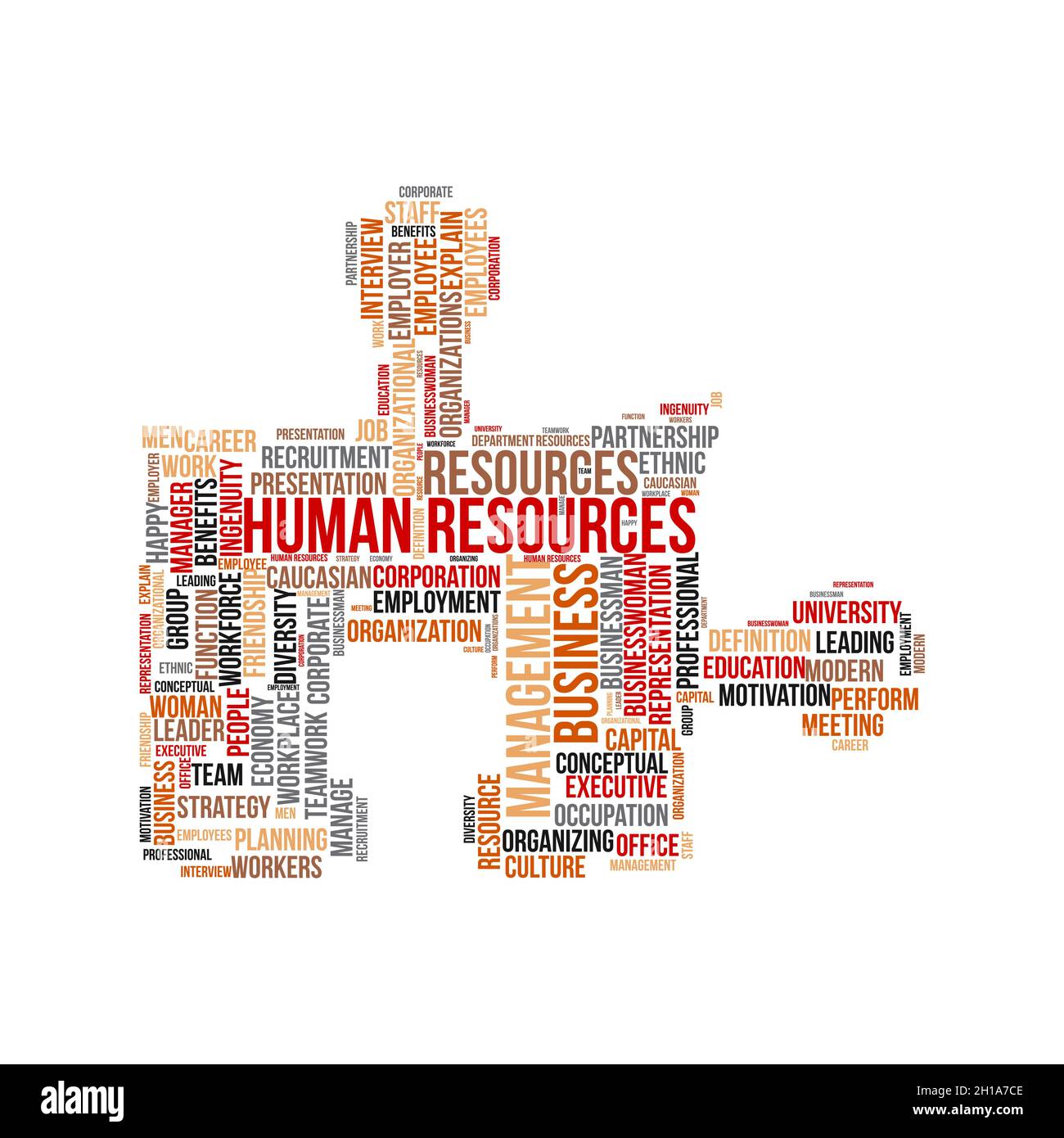 Concepto de nube de palabras de recursos humanos con el símbolo de Puzzle. Ilustración del Vector