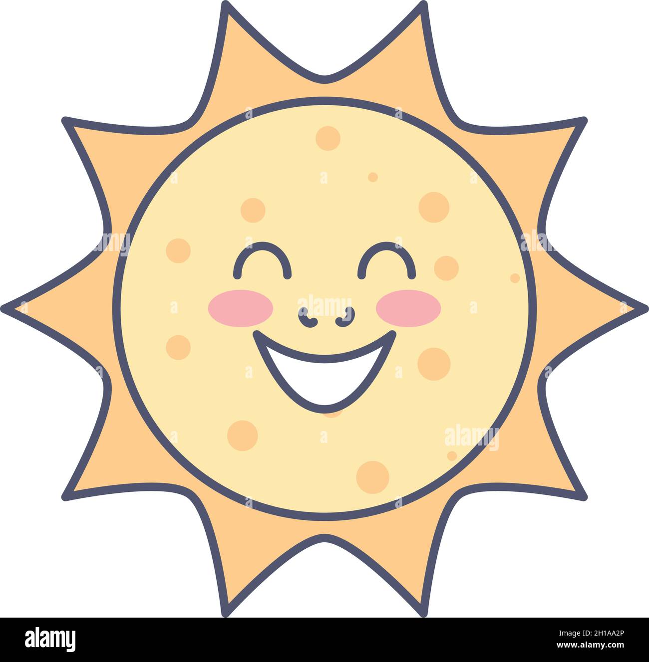 lindo dibujo animado del sol Imagen Vector de stock - Alamy