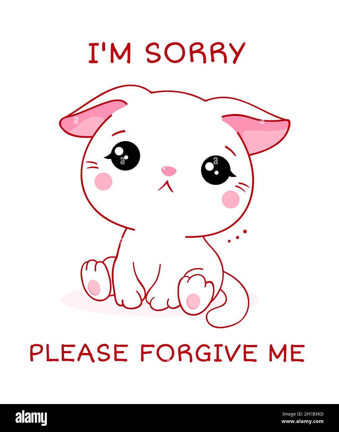 Tarjeta de disculpas. Triste gatito e inscripción Lo siento, por favor  perdóname. Lindo gato bebé pedir disculpas. Ilustración vectorial EPS8  Imagen Vector de stock - Alamy
