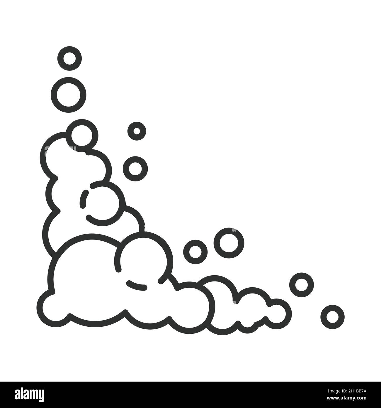 Nube de espuma de jabón con burbujas. Icono de línea vectorial plana.  Ilustración de suds, espuma en esquina, champú, gel y limpiador Imagen  Vector de stock - Alamy