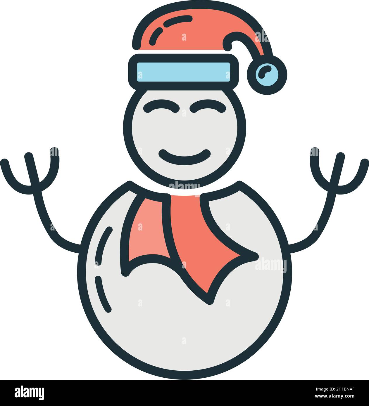 Concepto feliz año nuevo, feliz Navidad muñeco de nieve icono, dibujos  animados xmas etiqueta vacaciones invierno tiempo plano vector ilustración,  símbolo aislado en blanco Imagen Vector de stock - Alamy