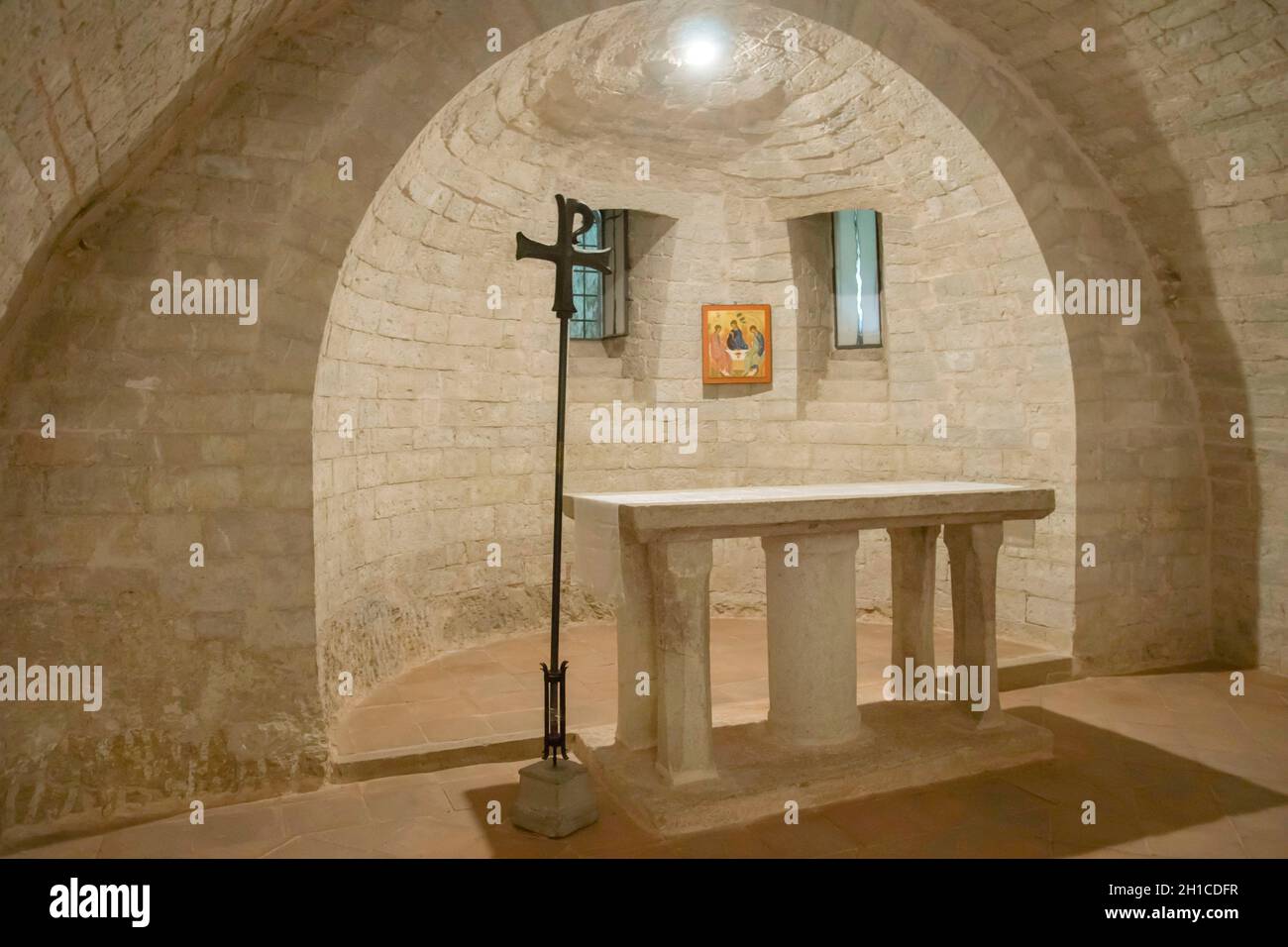 Monasterio Camaldolese de Santa Croce di Fonte Avellana, Serra Sant'Abbondio, Marche, Italia, Europa Foto de stock