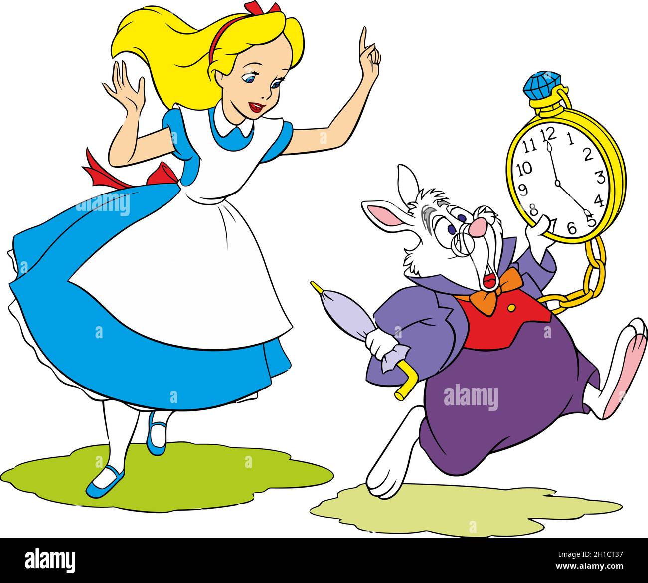 conejo alice en el mundo de las maravillas reloj hora ilustración de  dibujos animados Fotografía de stock - Alamy