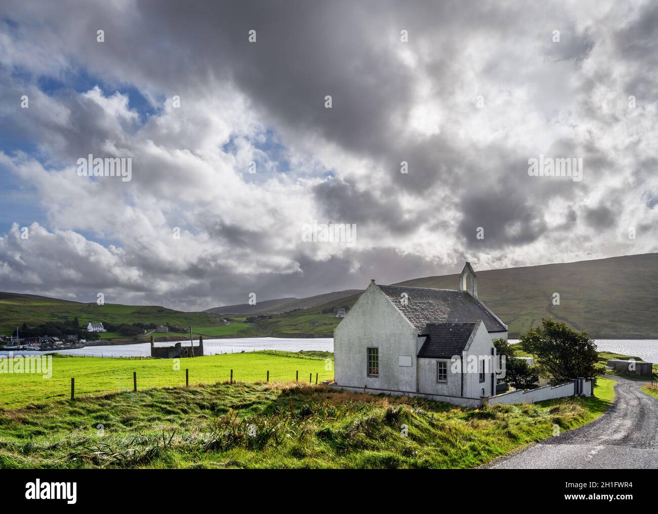 Iglesia en VOE, Norte Continental, Shetland, Islas Shetland, Escocia, REINO UNIDO Foto de stock