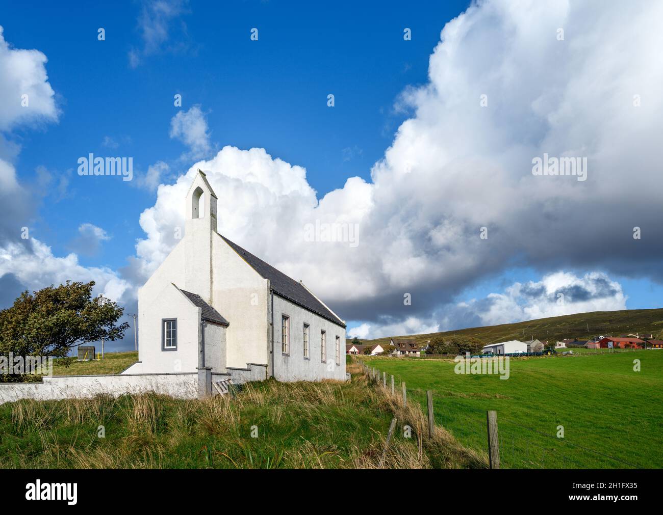 Iglesia en VOE, Norte de Continental, Shetland, Escocia, Reino Unido Foto de stock