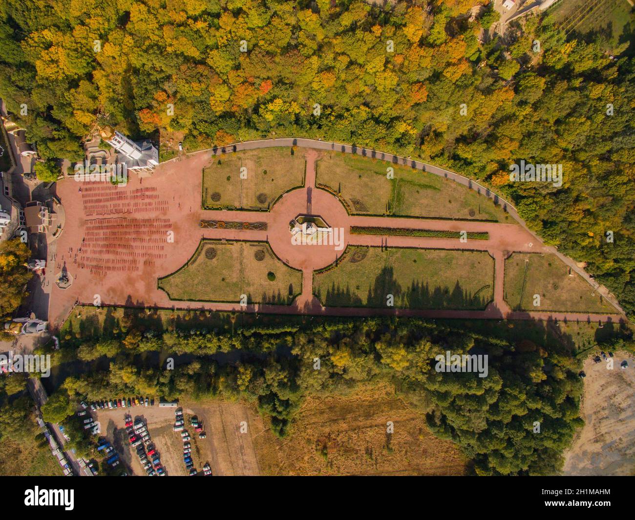 Centro espiritual Mariano en Zarvanytsia. Vista aérea de la Gran Iglesia Foto de stock