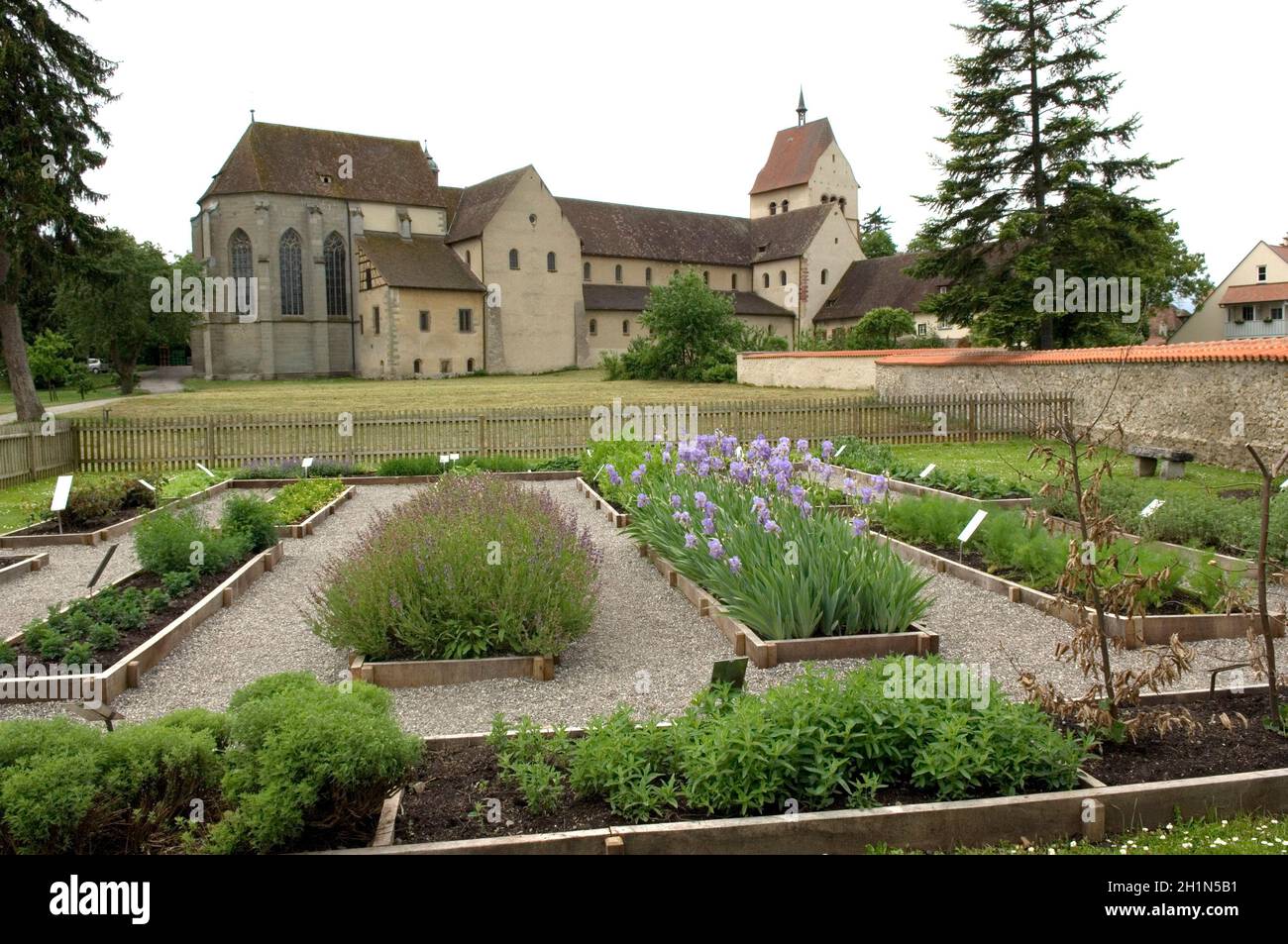 Kräutergarten im Klostergarten von Marienmünster auf Reichenau Foto de stock
