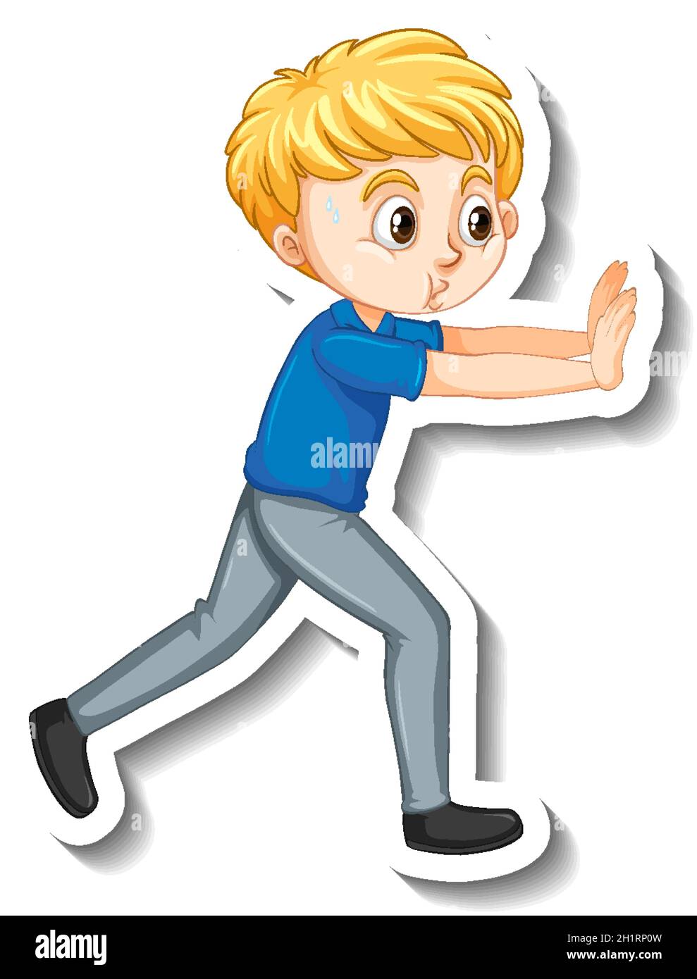 Un niño empujando pose caricatura ilustración de carácter Imagen Vector de  stock - Alamy