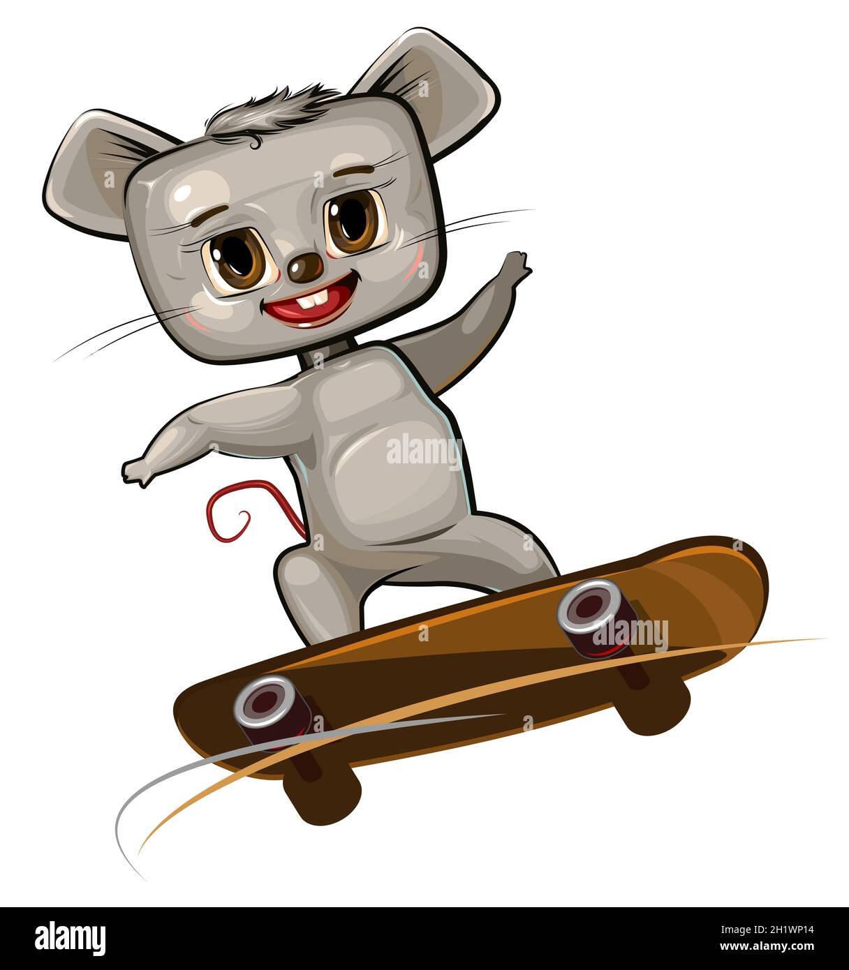 Raton Pequeno Sobre Skateboard Estilo De Dibujos Animados Deportes Urbanos Para Ninos Lindo Bebe Patinador Paseos A Bordo Skate Para Ninos Objeto Aislado Sobre Fondo Blanco Imagen Vector De Stock Alamy