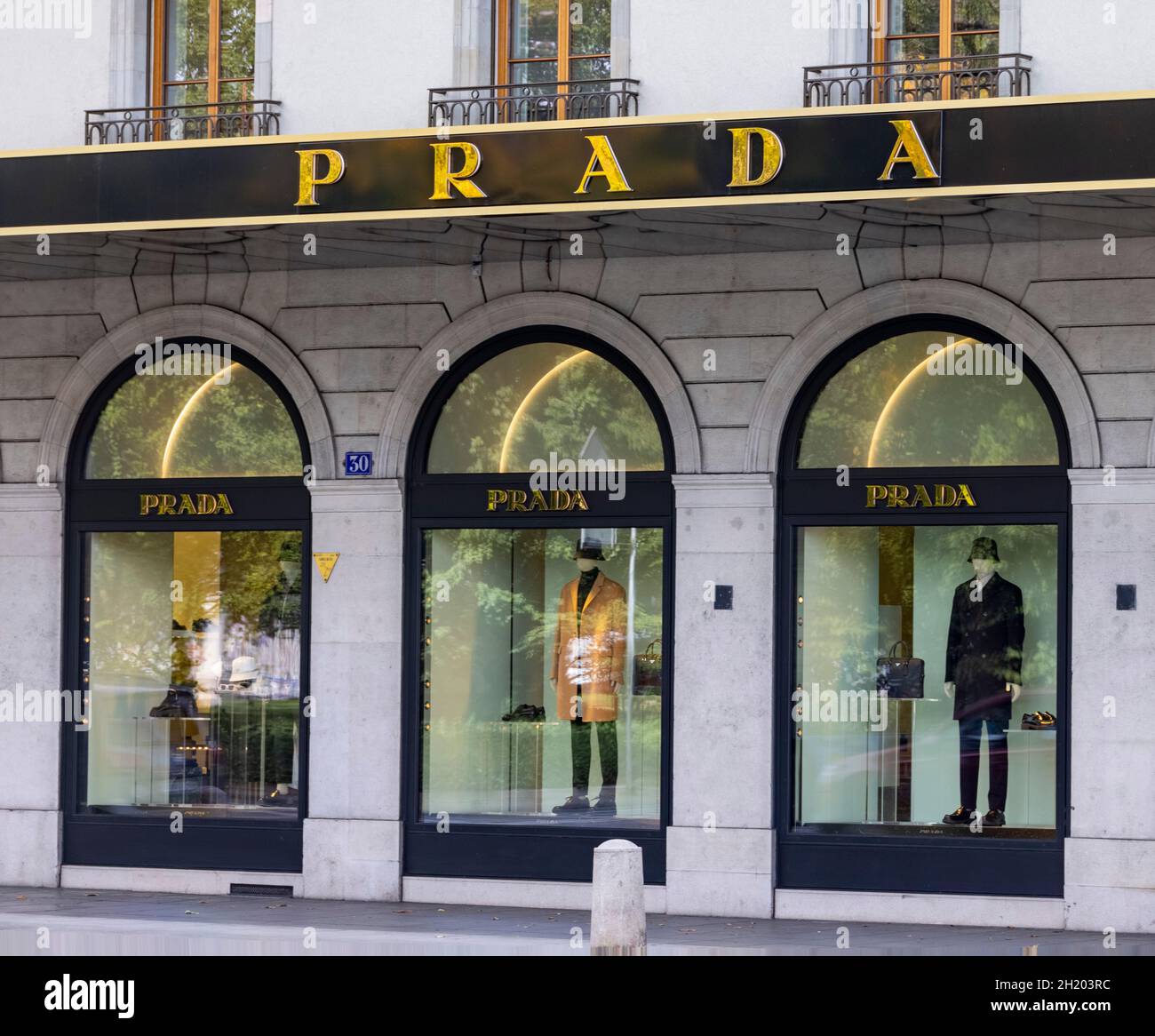 Tienda Prada, Ginebra, Suiza Foto de stock