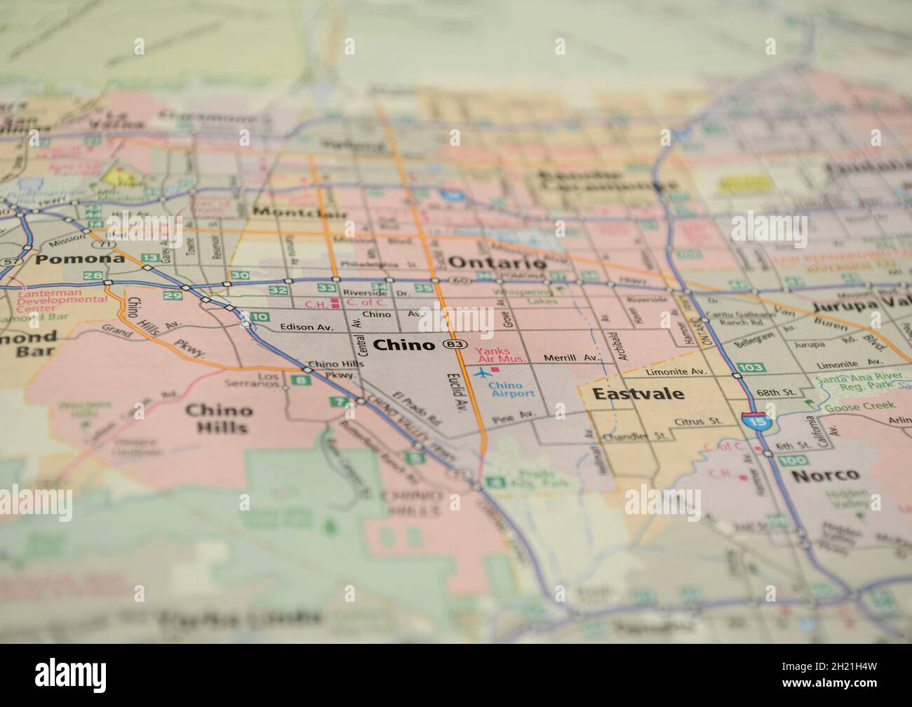 Mapa de la ciudad de Chino, CA Fotografía de stock Alamy