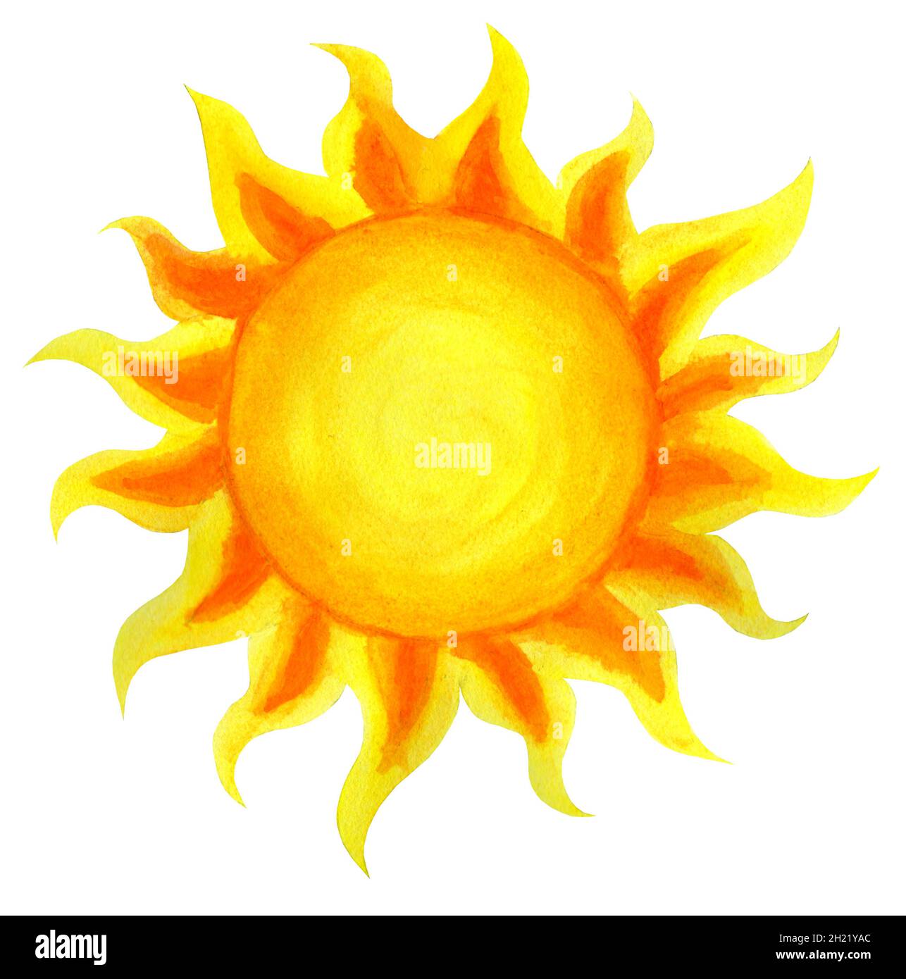 Acuarela de dibujos animados del sol. Ilustración infantil del sol dibujado  a mano. Aislado sobre fondo blanco. Puesta de sol al amanecer Fotografía de  stock - Alamy