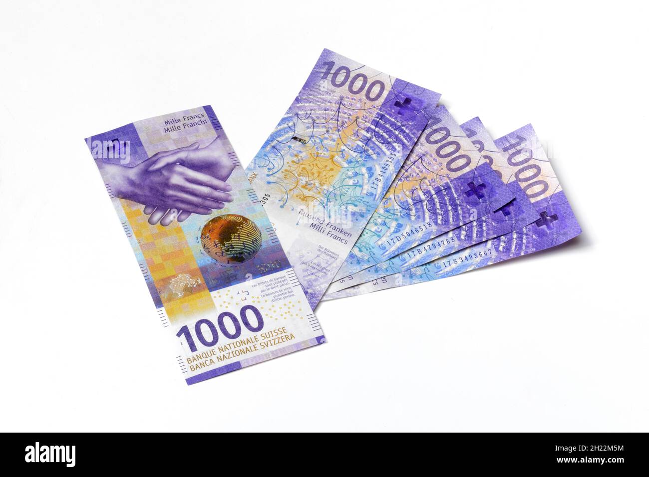 Nuevos billetes de Suiza, 1000 francos, Serie 9, Suiza Foto de stock