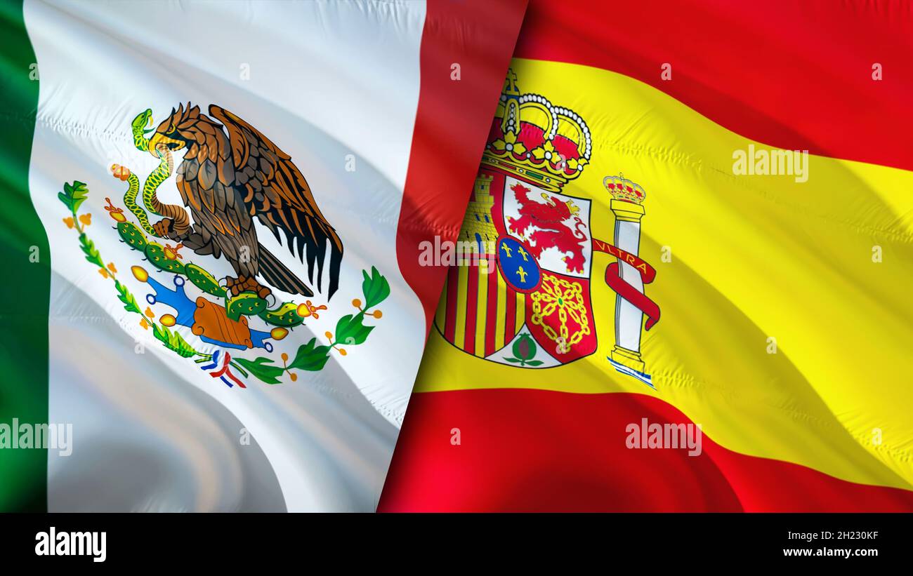 Banderas de México y España. Diseño de bandera de espeleología en 3D. México España bandera Banderas de México y España. Diseño de bandera de espeleología en 3D. México España bandera