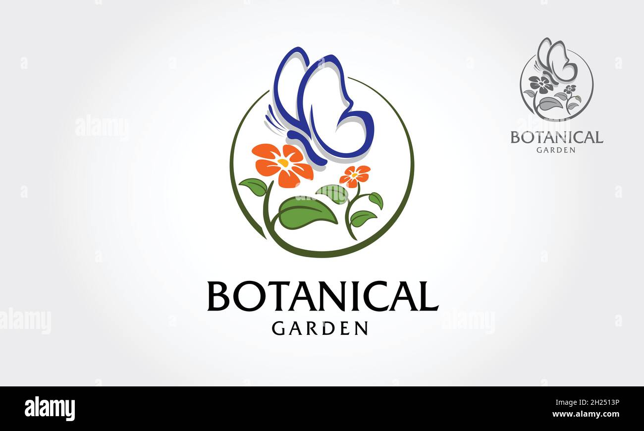 Plantilla de logotipo de vector de jardín botánico. El logotipo es para cualquier negocio botánico, jardín, crecimiento, naturaleza, ecología o eventos relacionados con la primavera. Ilustración del Vector